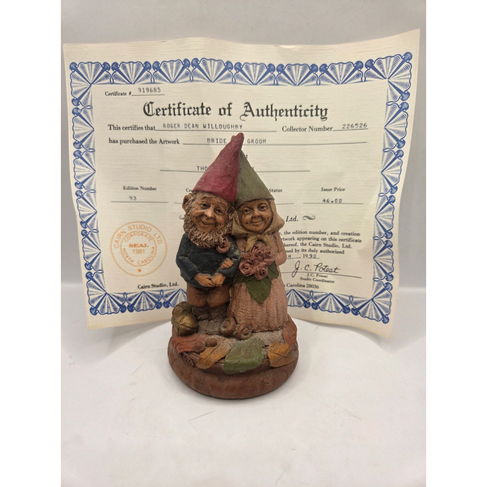 Vintage 1987 Tom Clark Bride And Groom Gnomes Woodland Fantasy Figurine With COA